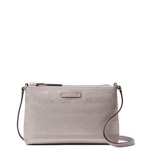 Kate Spade Haven Lane Ramey Crossbody Bag Handbag Glitter Stripes Dusty Lavender
